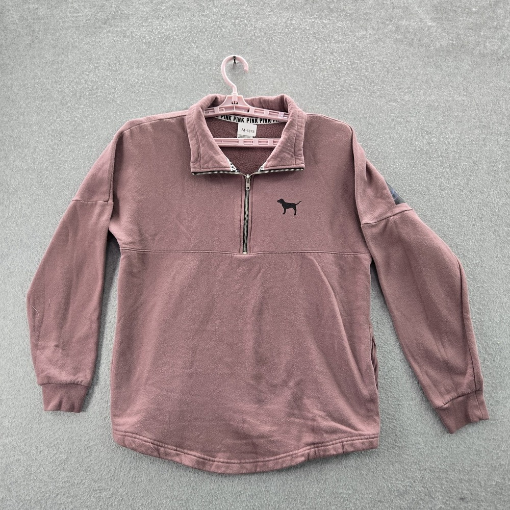 Victoria's Secret PINK Women Sweatshirt M Purple Fleece Arch Logo Campus